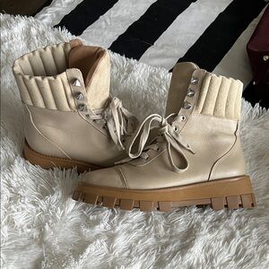 Elegant Cream Combat Boots for Women